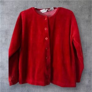 G.H. BASS & CO. EUC GIRLS RED VELOUR TOP SIZE S